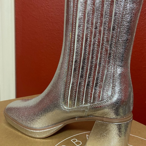 URBAN OUTFITTERS Silver Metallic AVA Square Toe Platform Chelsea Ankle Boots 7 - Picture 11 of 16